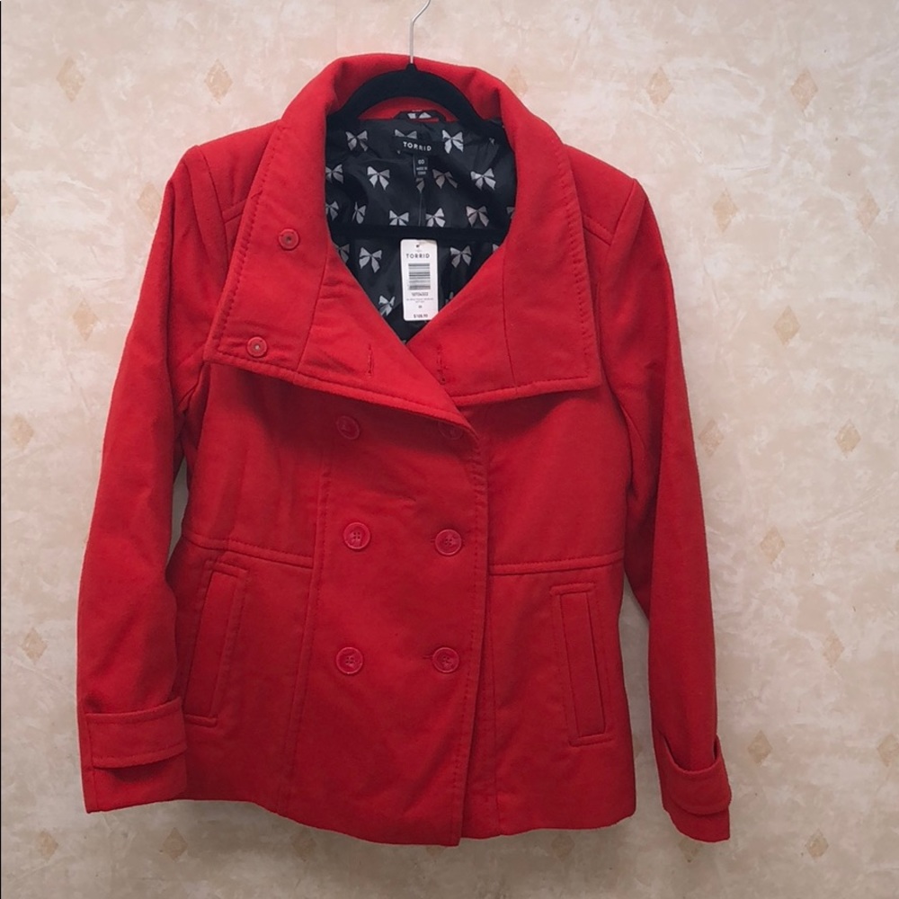 NWT Torrid Red Pea coat size 00